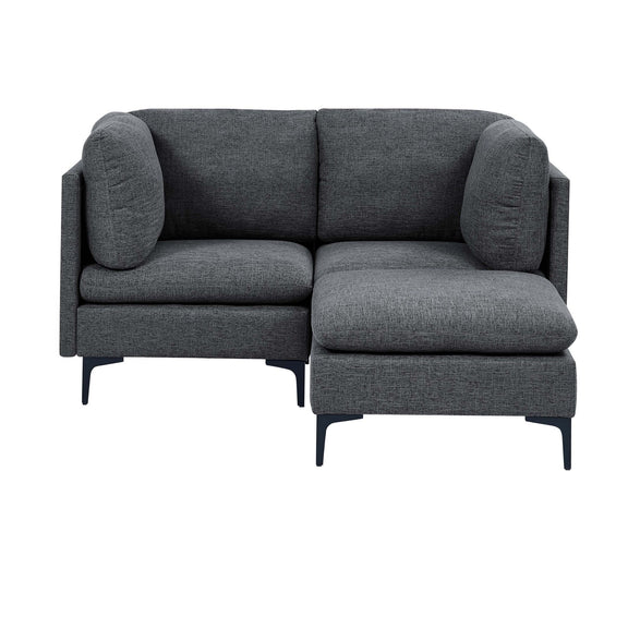 Dark gray modular sectional sofa with armrests and chaise ottoman