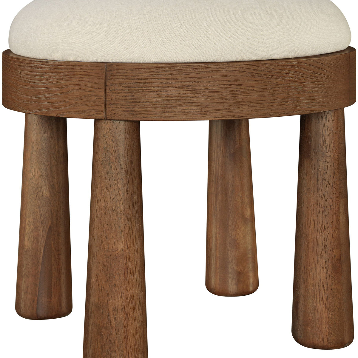 Larea - Linen Textured Fabric Upholstered Ottoman - Walnut Base