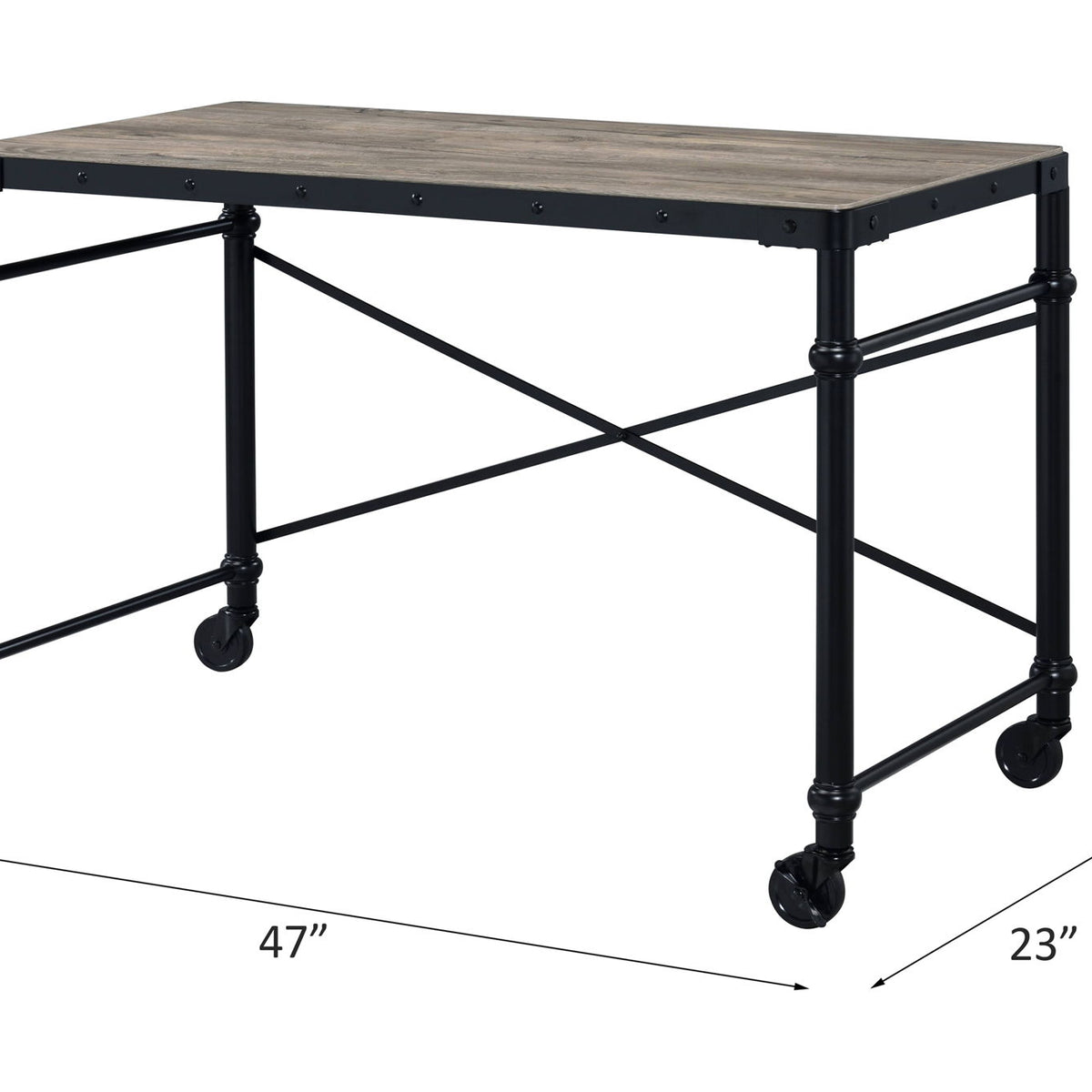 Oklarth - Rustic Writing Desk - Black / Oak
