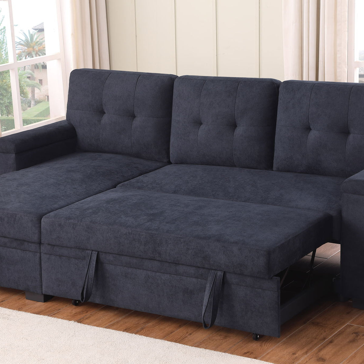 Lucca II - 84.5"W Reversible Sleeper Sectional Sofa with Storage Chaise