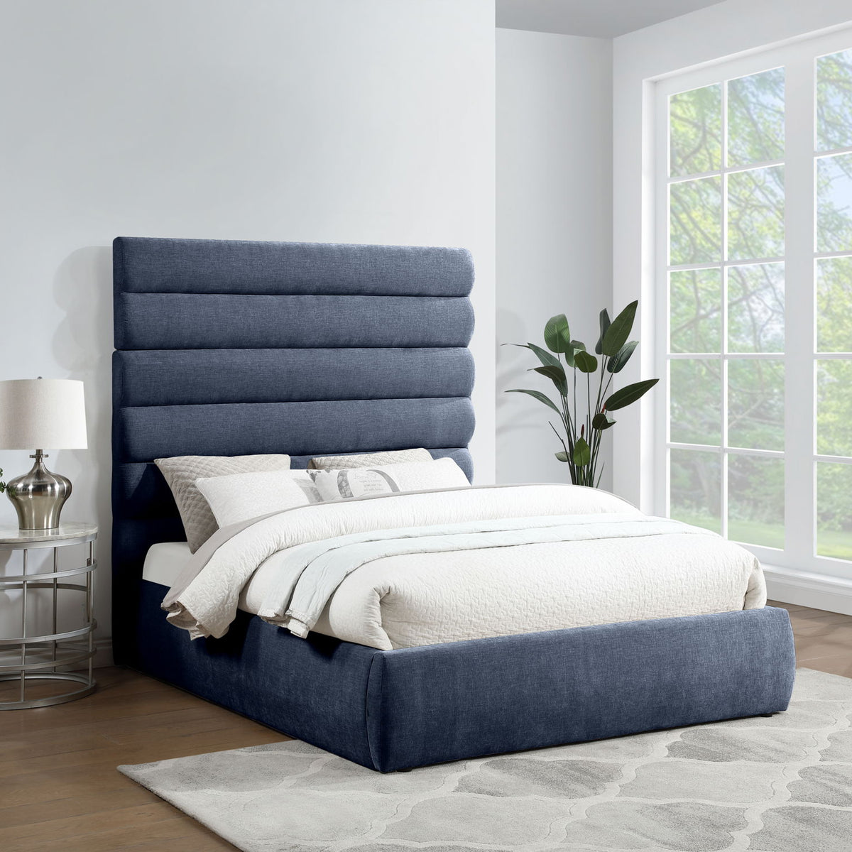 Adam - Chenille Fabric Bed With 70.5" Headboard