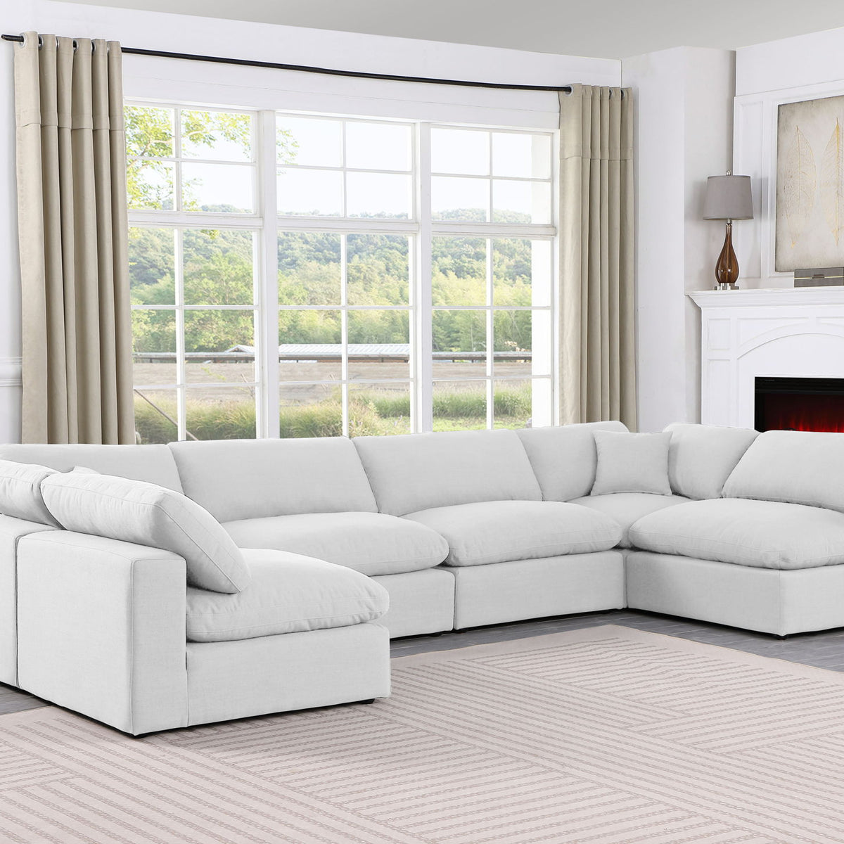 Comfy - 6 Piece Linen Modular Armless Sectional