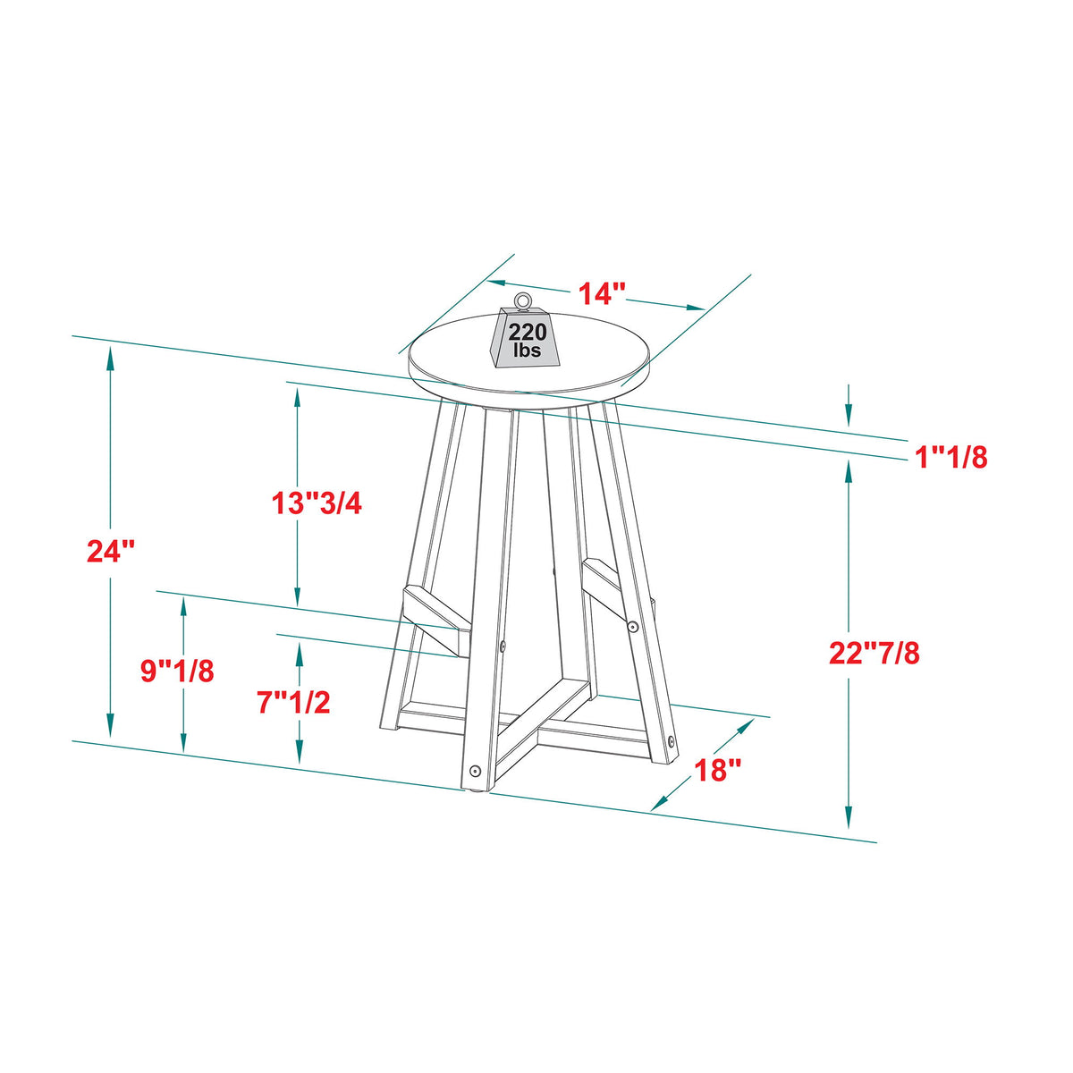 Rustic Distressed Round Dining Stool