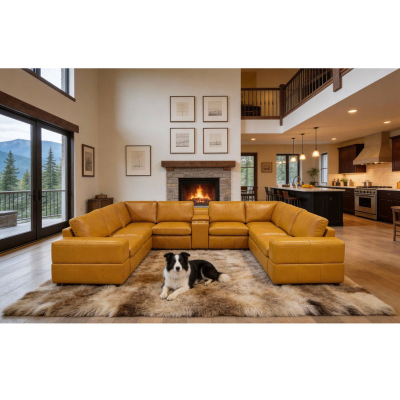 Upholstered Large Arms Sectional With Recliner Seats