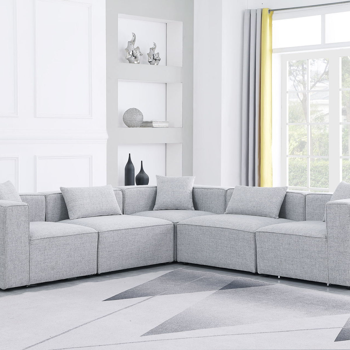 Cube - Linen 5 Piece Modular Corner Sectional