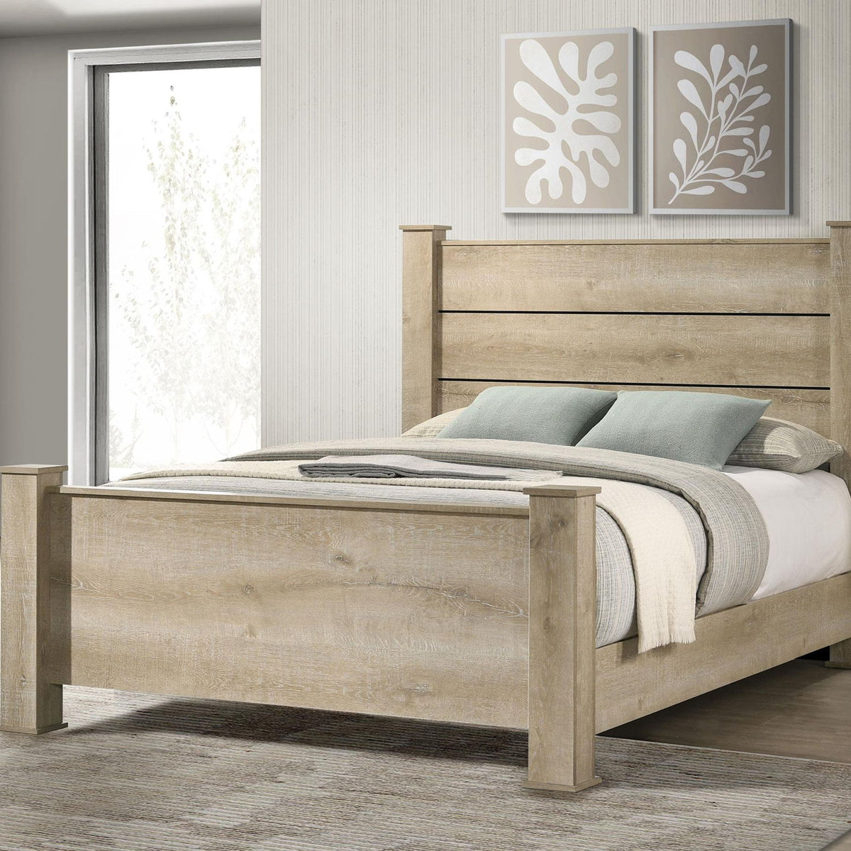 Oakglen 55-inch Queen Panel Bed Weathered Oak