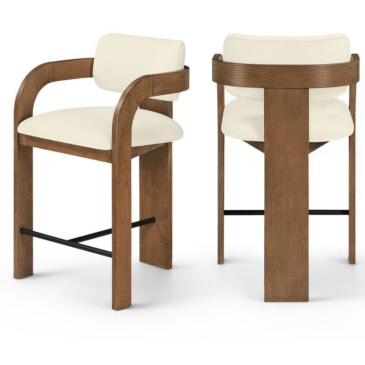Cedra - Velvet Performance Fabric Upholstered Counter Stool - Brown Frame