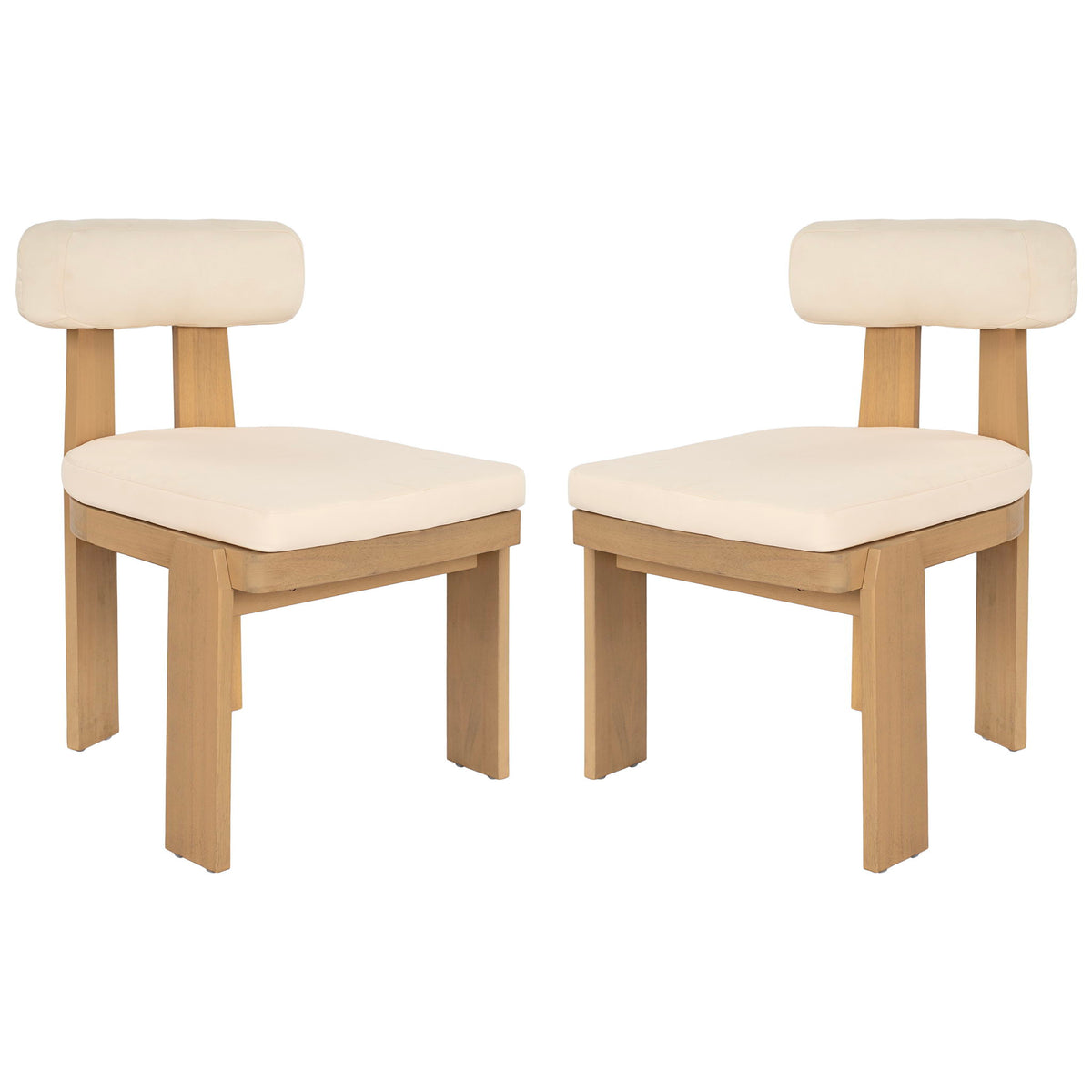 Dining Chairs With Rolled Cushion Back & Seat, Indoor Outdoor (Set of 2)
