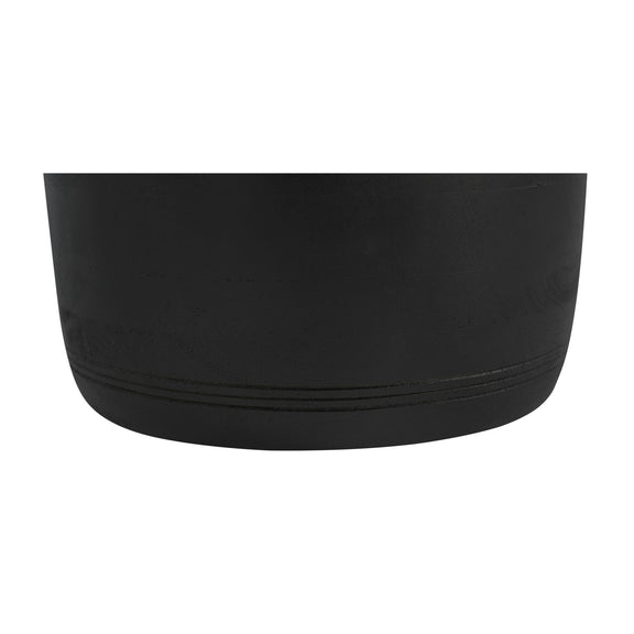 Black vessel with smooth curved body and horizontal band near the base