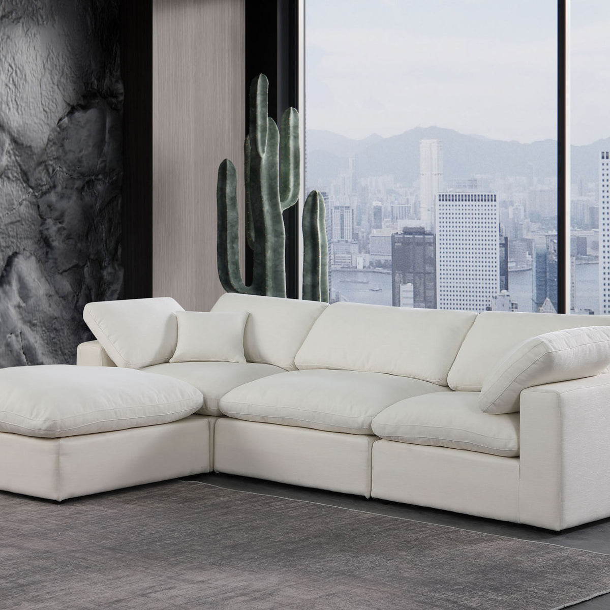 Comfy - 4 Piece Linen Fabric Modular Sectional With Chaise