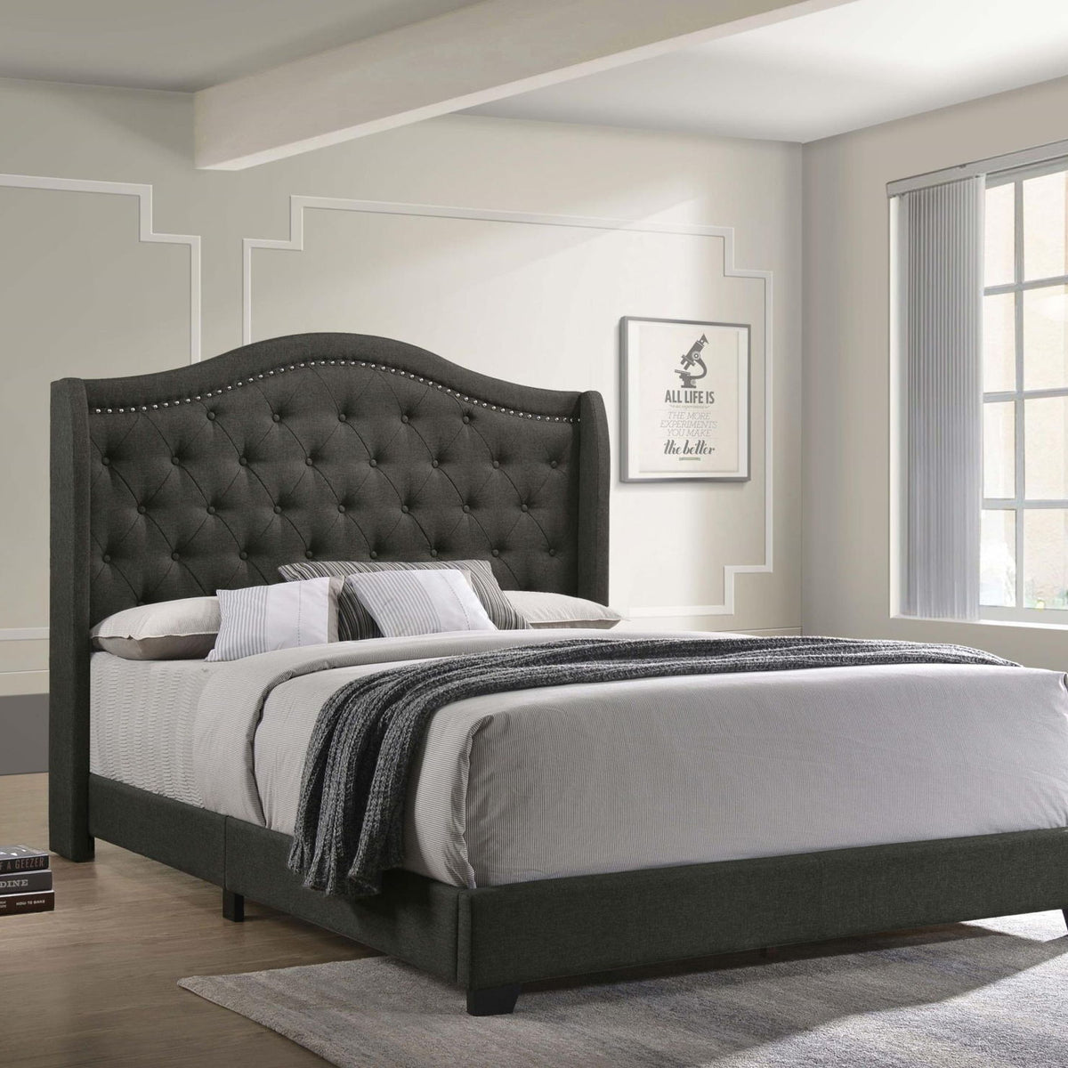 Sonoma Upholstered Full Wingback Bed Grey