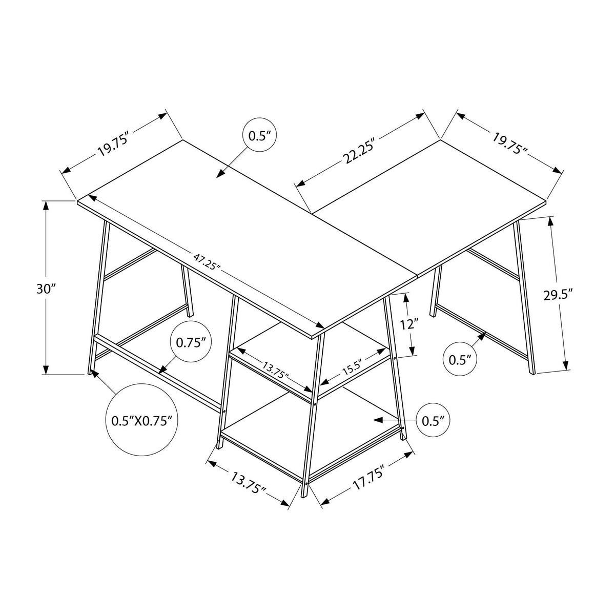 Computer Desk, Home Office, Corner, Storage Shelves, L Shape, Work, Laptop, Contemporary, Modern