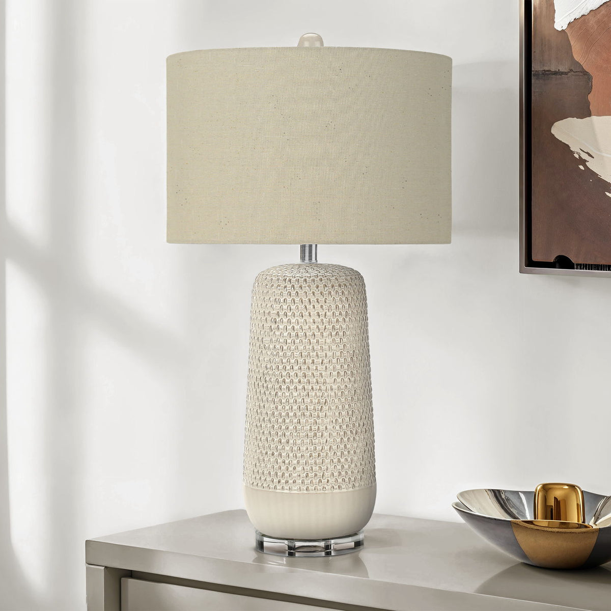 Contemporary Lighting, Table Lamp, Ceramic, Resin - Cream