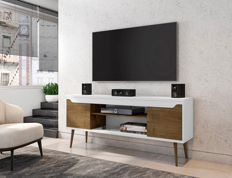 Bradley - TV Stand - Rustic Brown And White