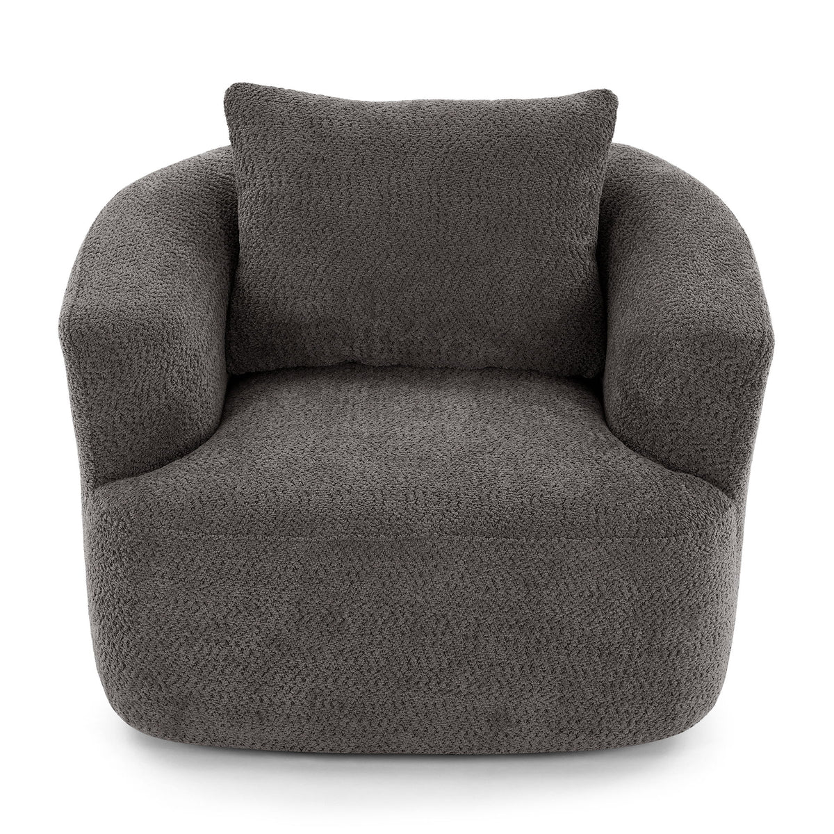 360° Swivel Barrel Sofa Chair With Throw Pillow, Chenille Upholstered Accent Chair