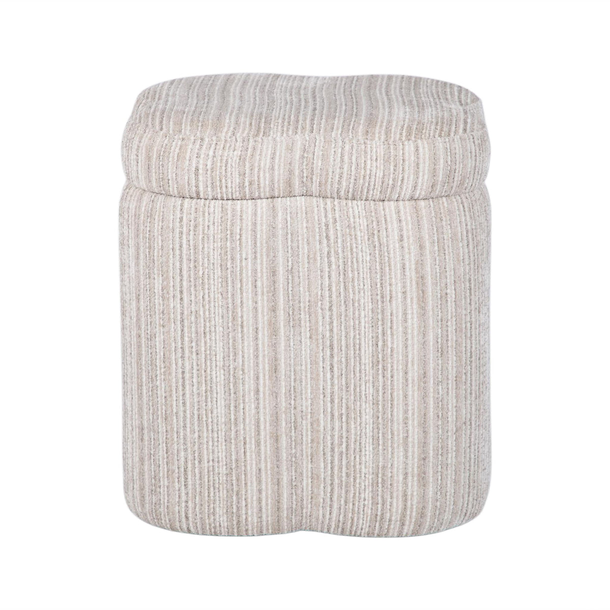 Lilou - Striped Jacquard Storage Stool - Cream