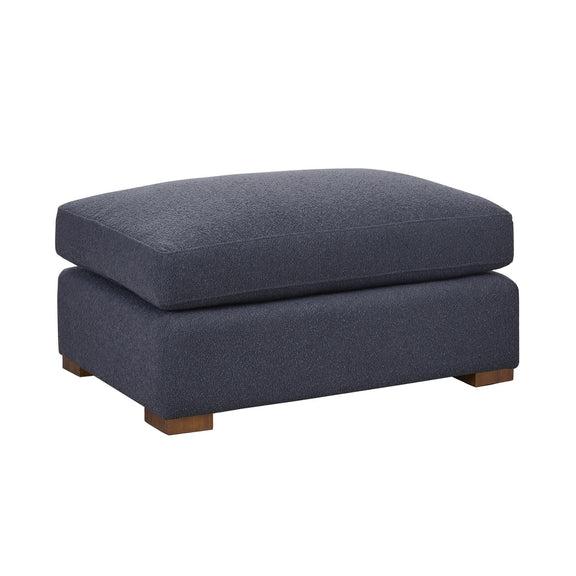 Dark charcoal ottoman with matching fabric top and square wooden legs
