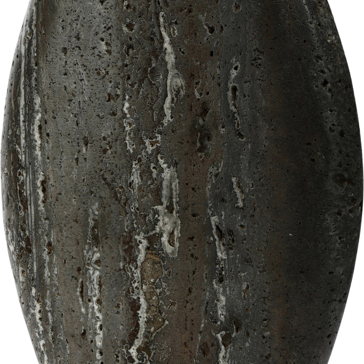 Gray textured travertine-style vase with tapered silhouette
