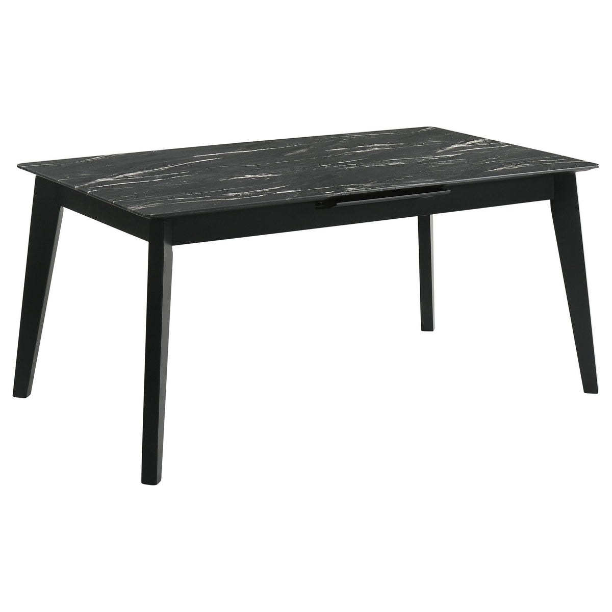 Bellingham - Dining Table With Self Storing Extension Leaf - Black Marble-Look Sintered Stone