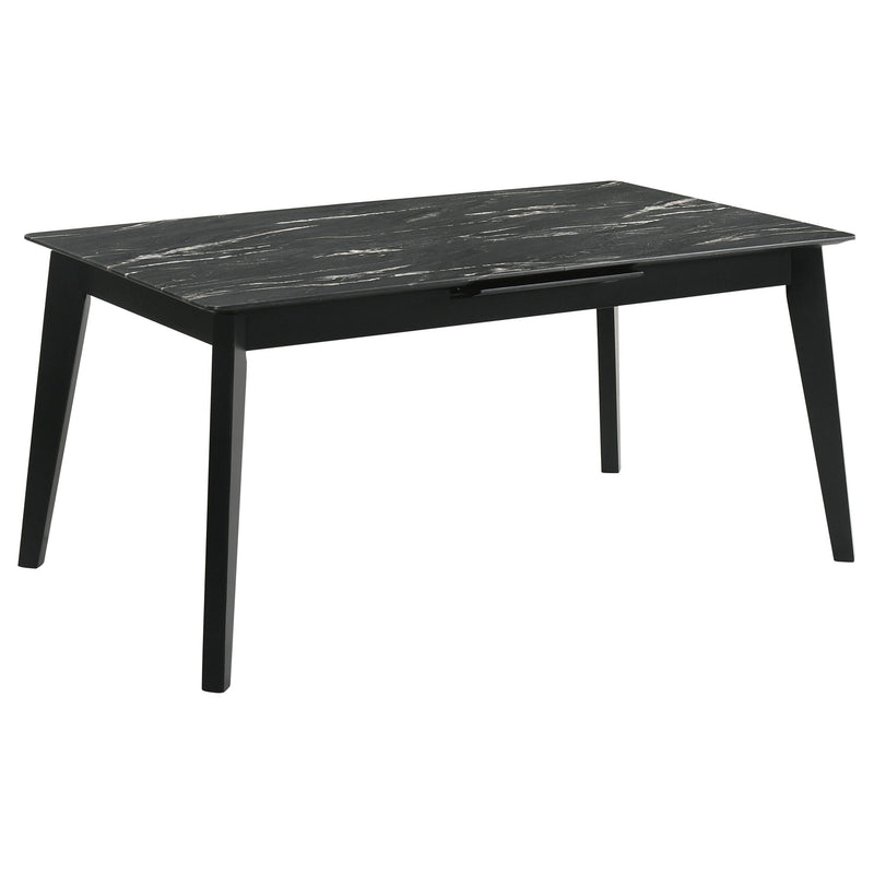 Bellingham - Dining Table With Self Storing Extension Leaf - Black Marble-Look Sintered Stone