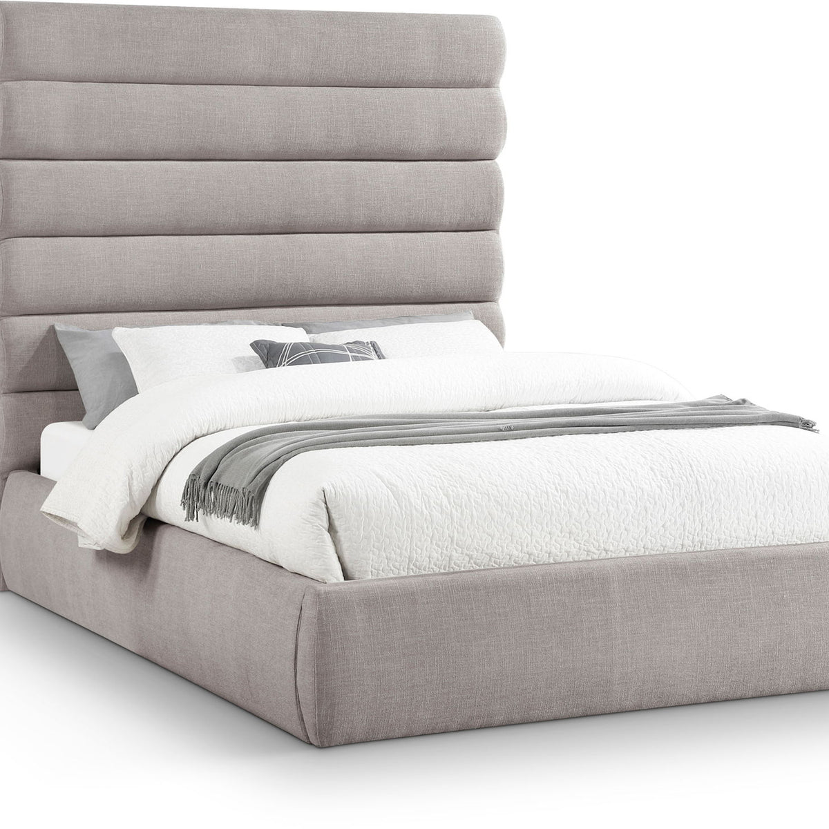 Adam - Linen Fabric Bed With 70.5" Headboard