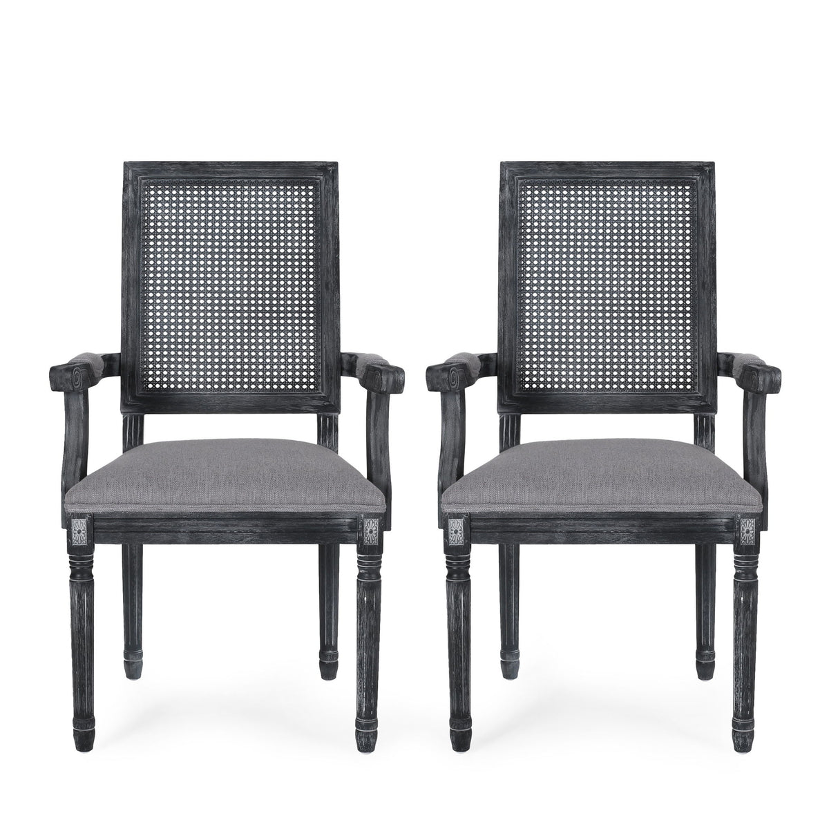 Elegant French Country Style Dining Chair With Cane Backrest