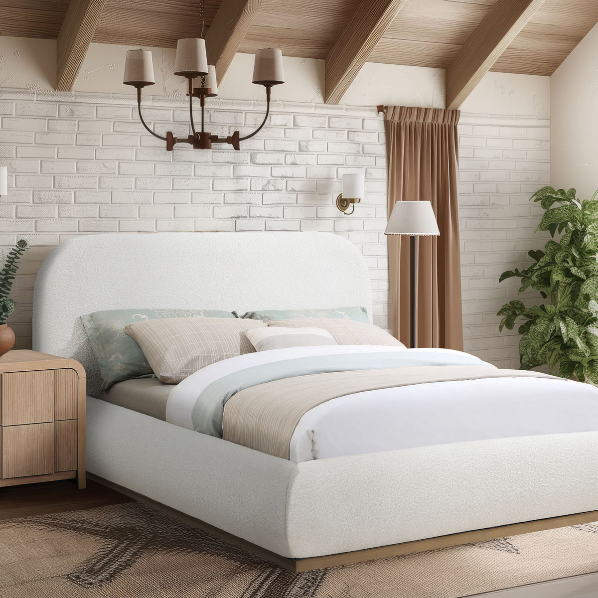 Vaughn - Boucle Bed With Natural Base
