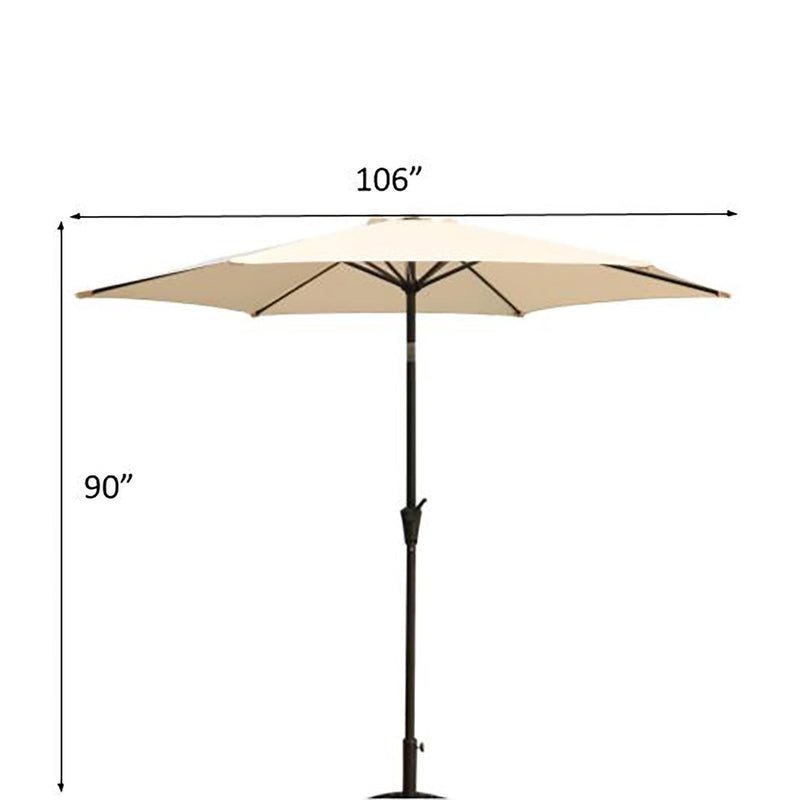8.8' Outdoor Aluminum Patio Umbrella With 42 Pound Square Resin Umbrella Base