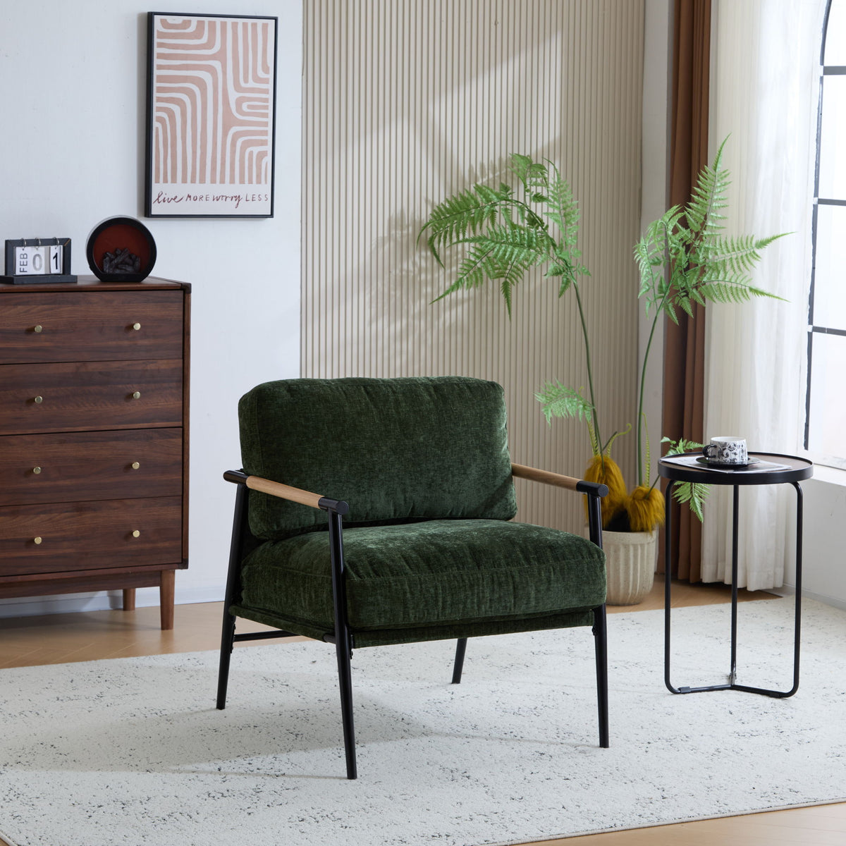 Modern Accent Chair With Plush Cushions, Cozy Seating