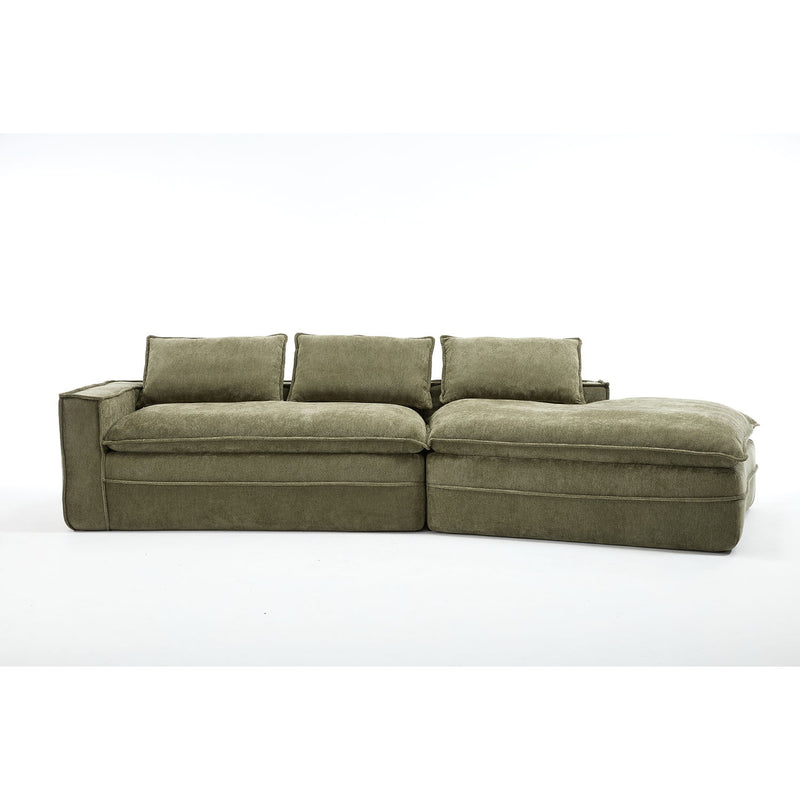 Modern Minimalist Modular Sectional Sofa With Deep Seats And Right Facing Chaise