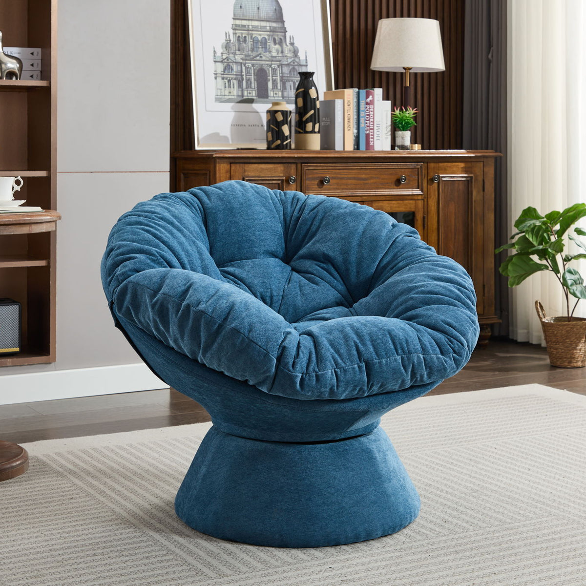 Oversized Swivel Accent Chair, 360 Swivel Barrel Chair, Papasan Chair For Living Room Bedroom