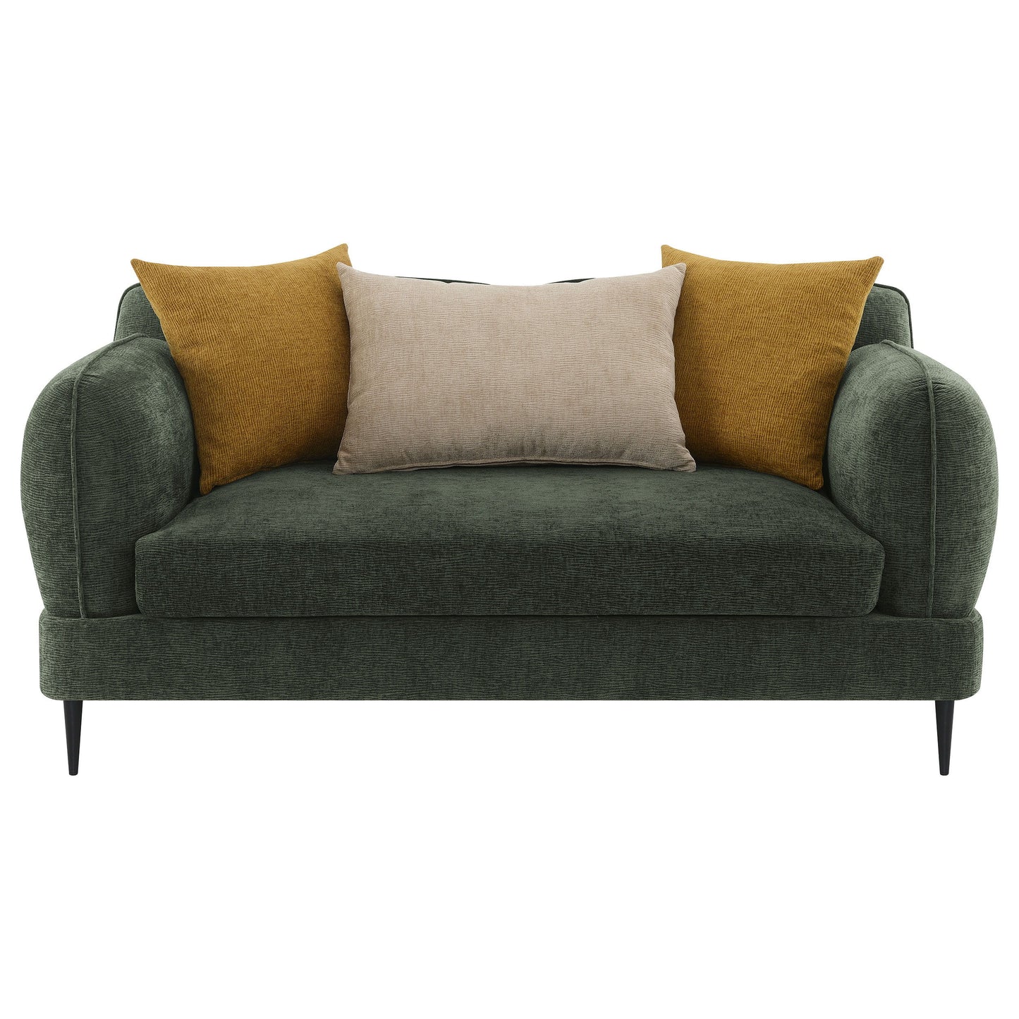 Jade - Chenille Upholstered Modern Track Arm Loveseat - Green