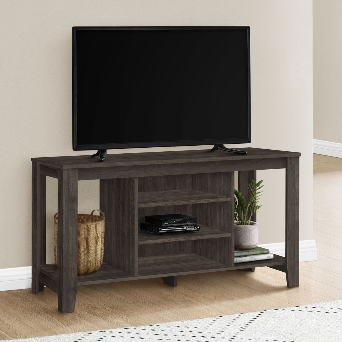 TV Stand, Console, Media Entertainment Center, Versatile Storage Shelves