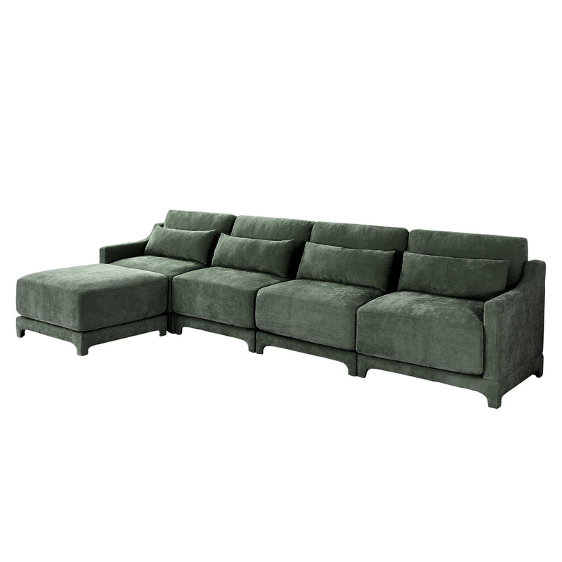 Stylish Sofa With Ottoman And Lumbar Pillows, Ergonomic Design