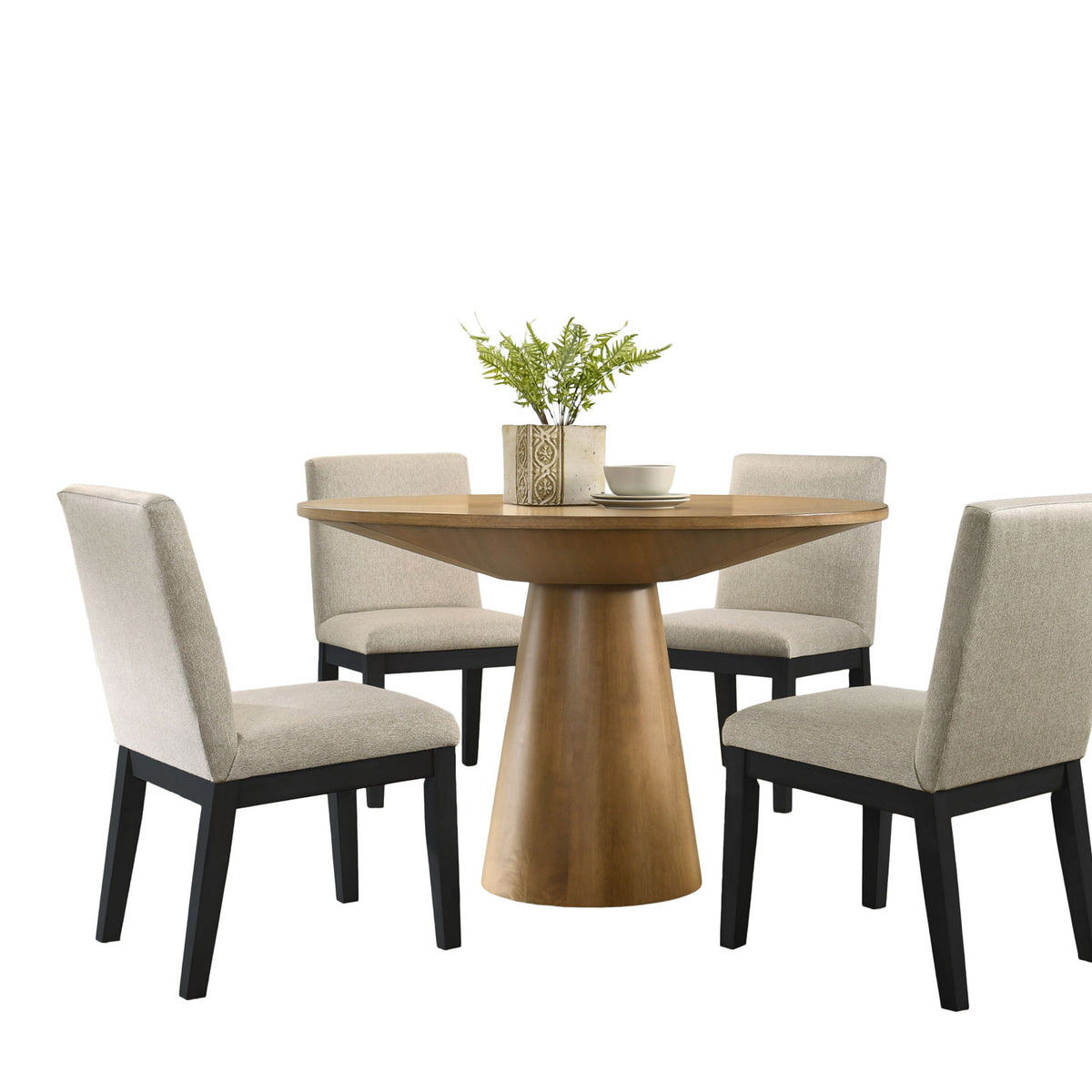 Jasper - Contemporary Round Dining Table With Black Finish Chairs