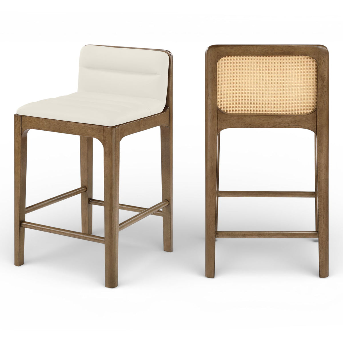 Ellis - Vegan Leather Upholstered Counter Stool (Set of 2) - Brown Base