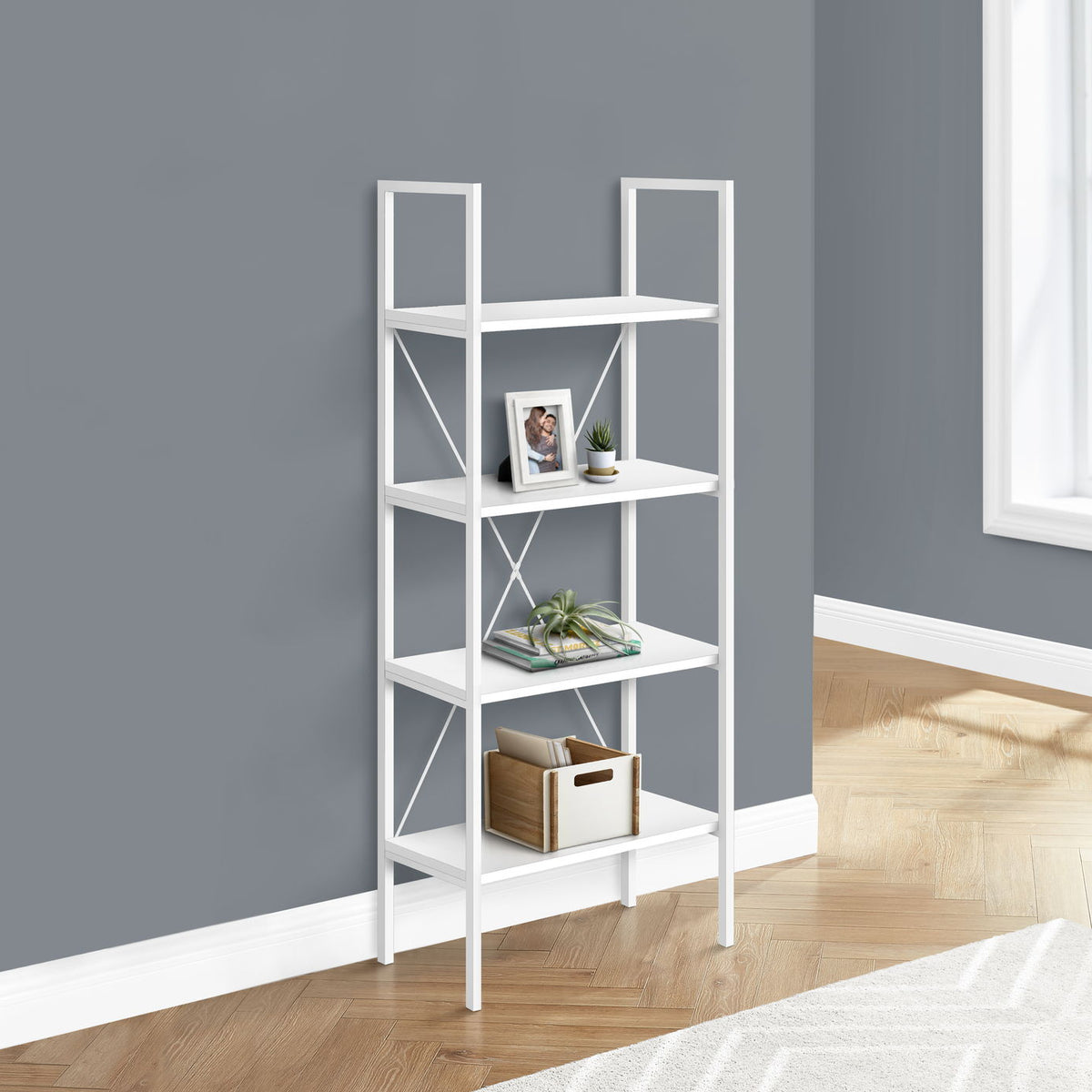 Bookshelf, Bookcase, 4 Tier, Office, Bedroom, Contemporary, Modern