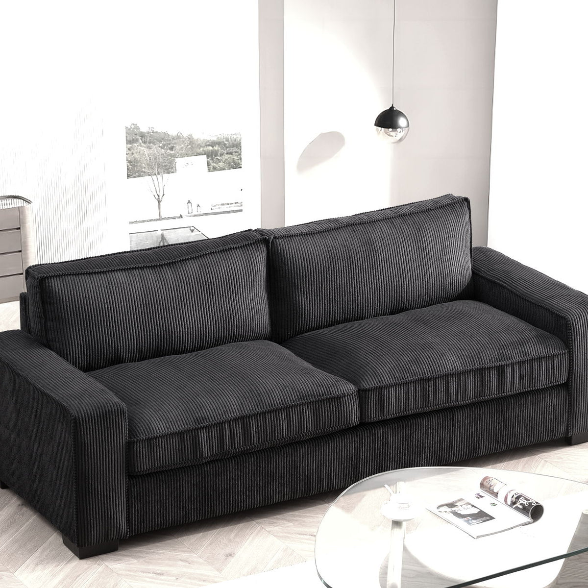 Luxe - Corduroy Sofa With Sleek Design, Spacious And Comfortable 3 Seater Couch