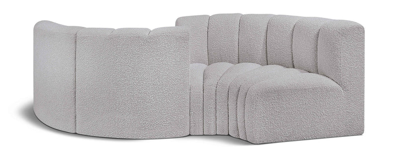 Arc - Boucle Fabric 4 Piece Curved Modular Sofa