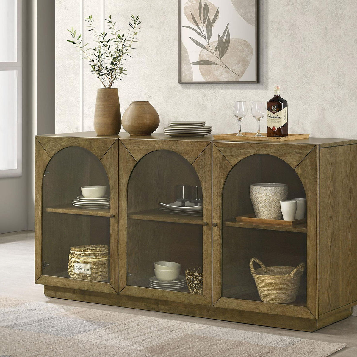 Castlewood 71-inch Dining Sideboard Buffet Server Brown Oak