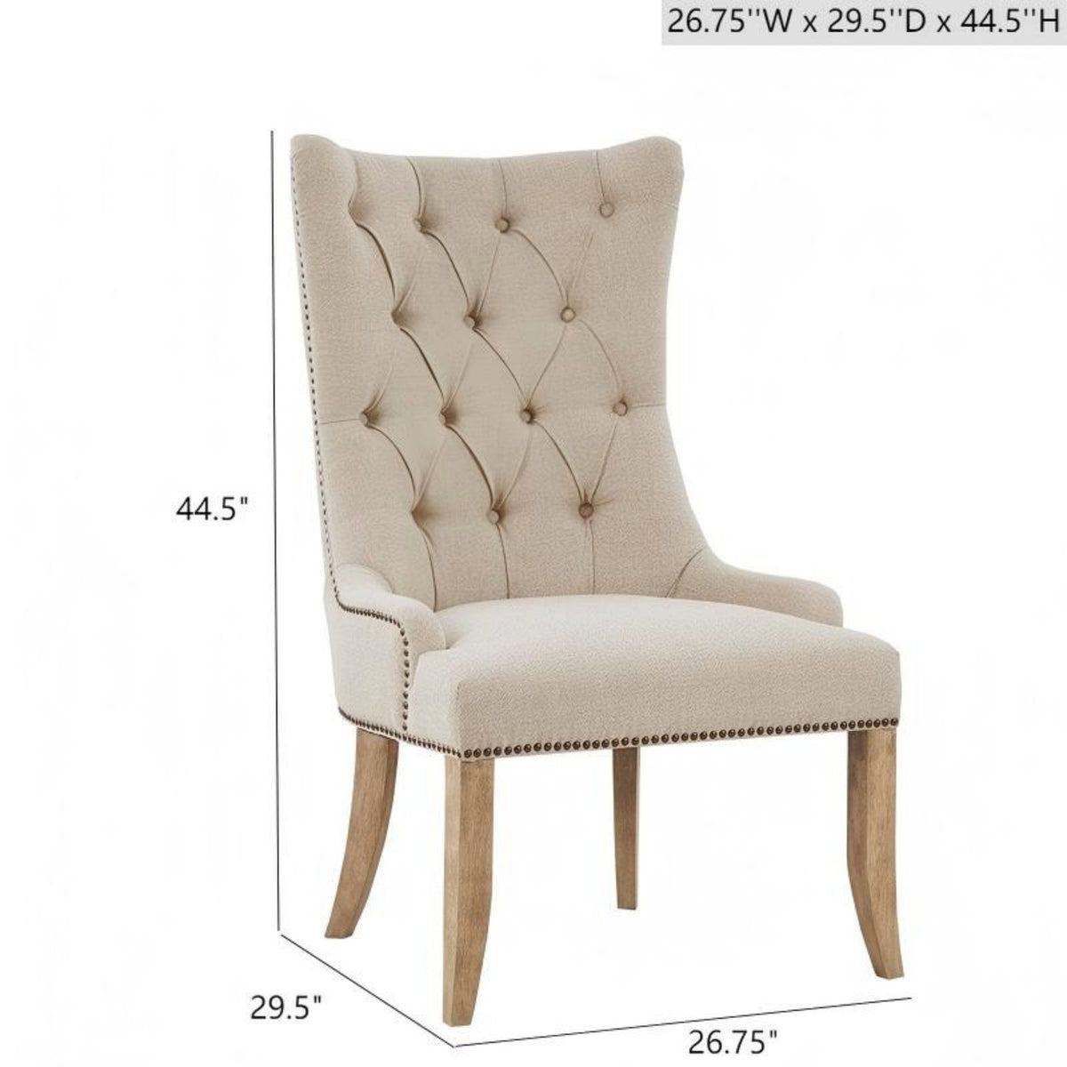 Lucas - Button Tufted Captain Accent Chair High Back - Cream