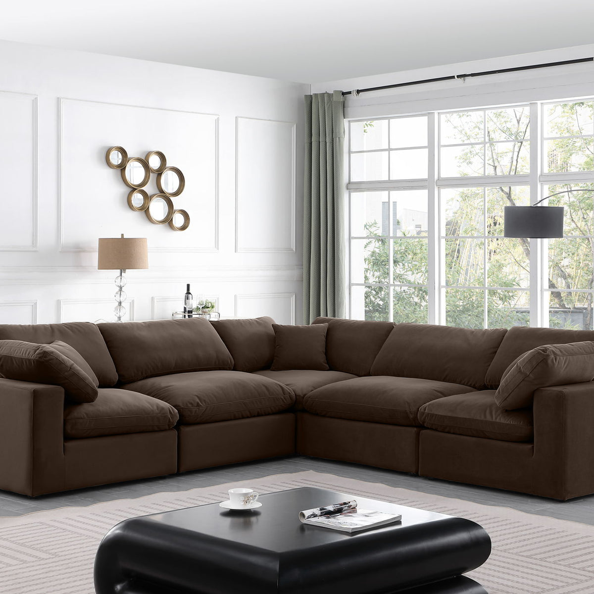 Comfy - 5 Piece Velvet Modular Corner Sectional