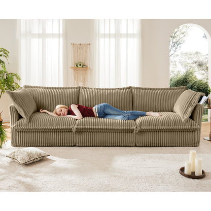 3-Seater Slipcovered Corduroy Sofa - Camel Corduroy