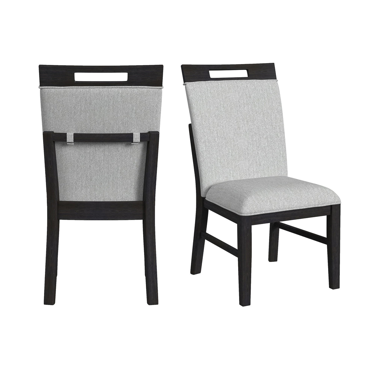 Transcend - Dining Side Chair With Fabric (Set of 2) - Charcoal And Light Gray