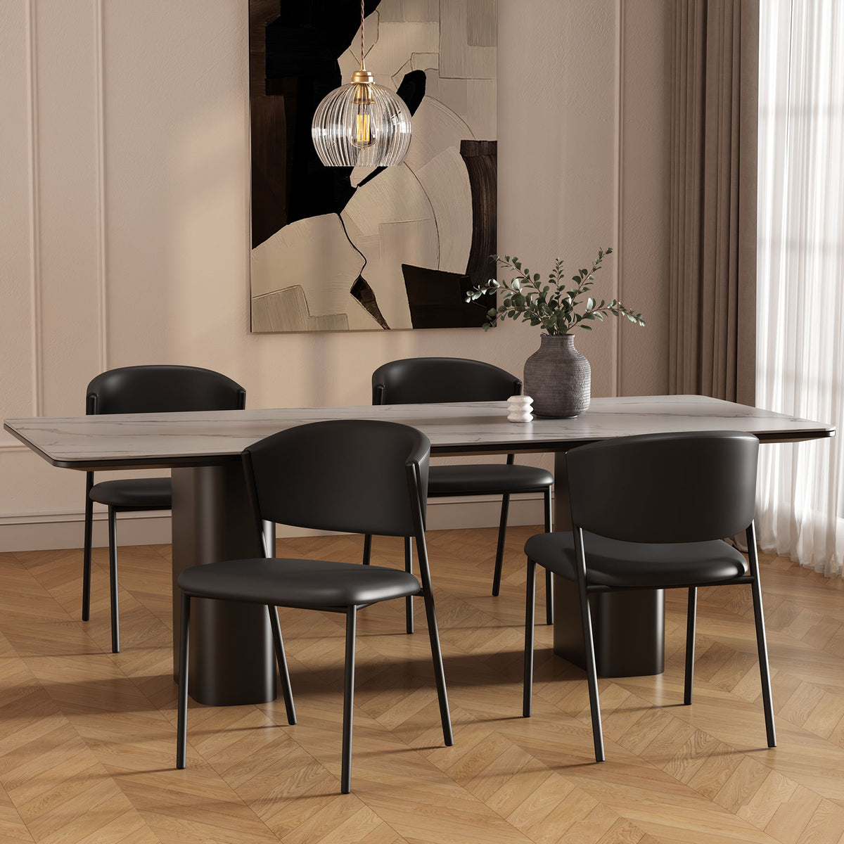 Manhattan Drift - Vegan Leather Metal Side Chair (Set of 4)