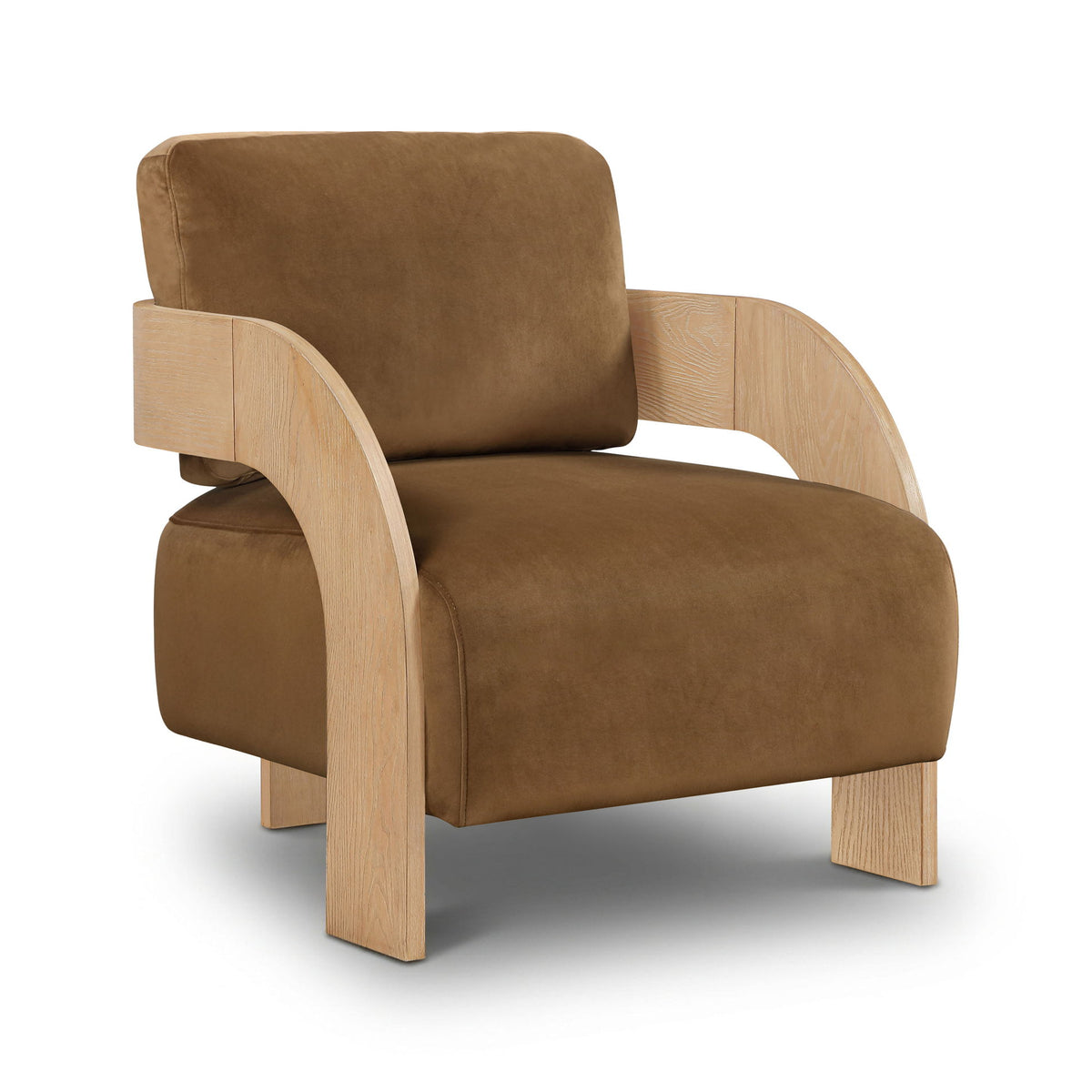 Cedra - Velvet Performance Fabric Upholstered Accent Chair - Natural Frame