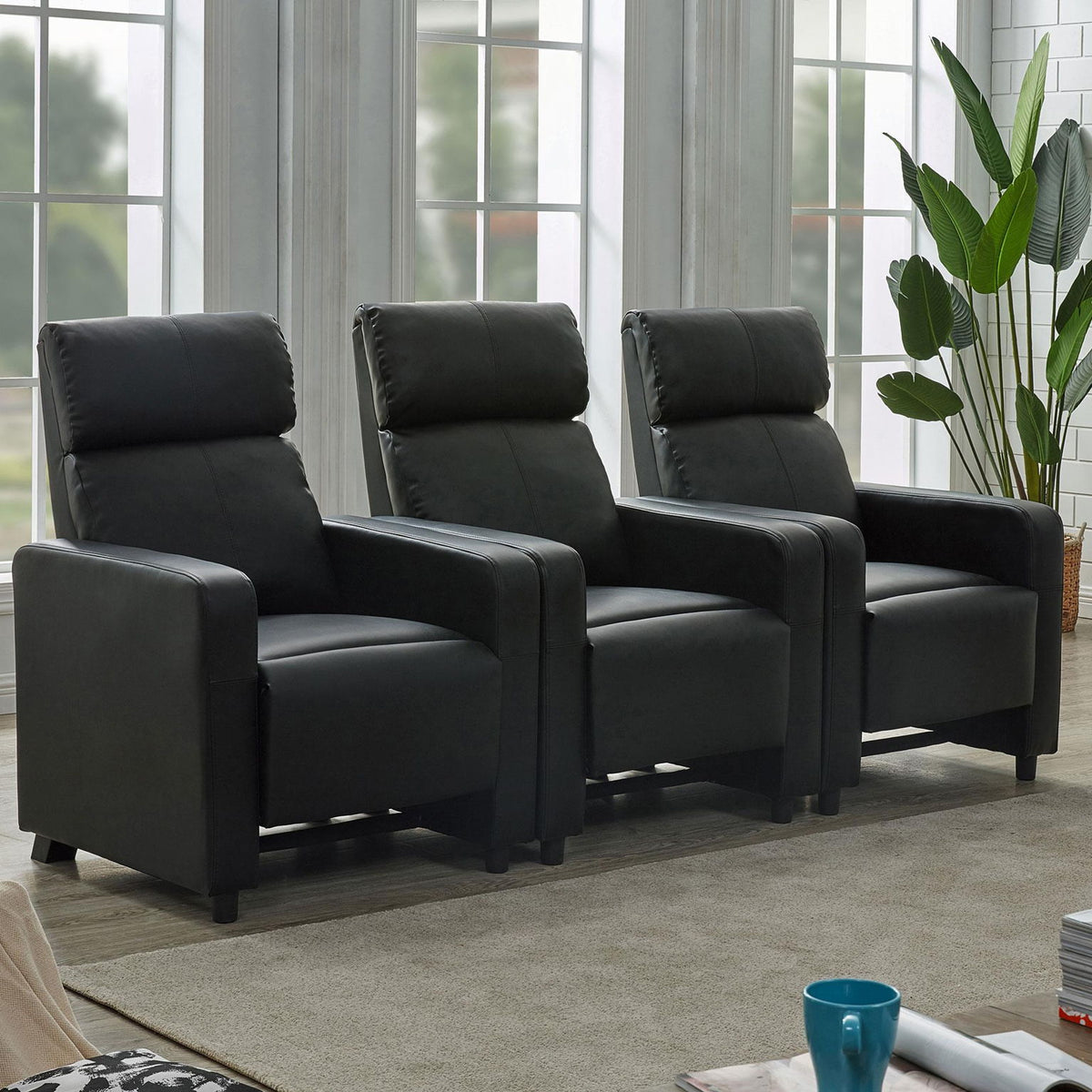 Toohey Upholstered Tufted Recliner Living Room Set Black