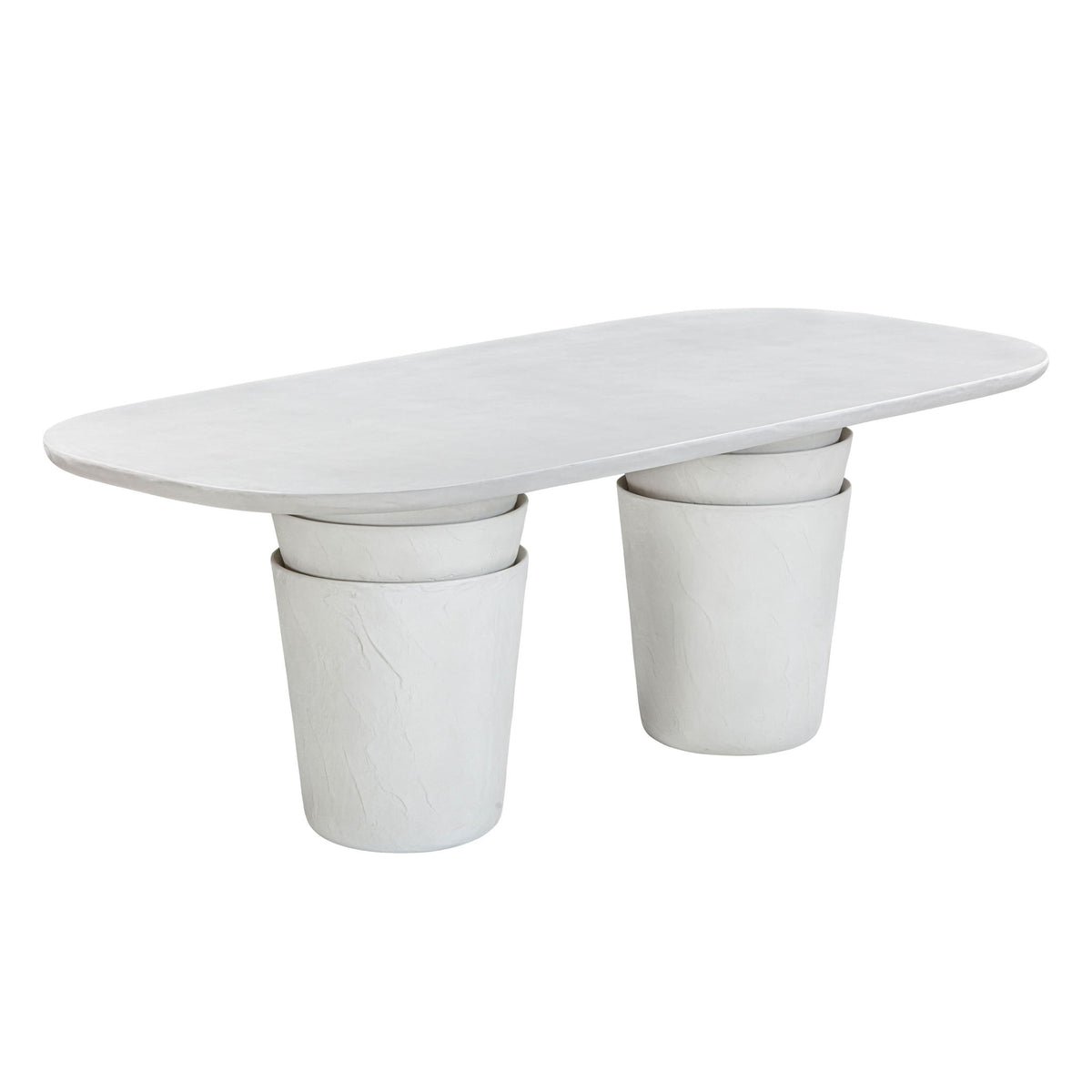 Margot - Faux Plaster Indoor / Outdoor Concrete Dining Table - Light Gray