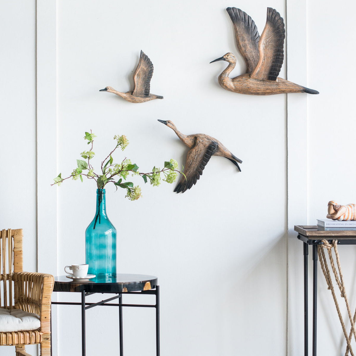 Reeds Migrating Bird Wall Decor, Home Decor For Living Room Dining Room Office Bedroom (Set of 3) - Brown