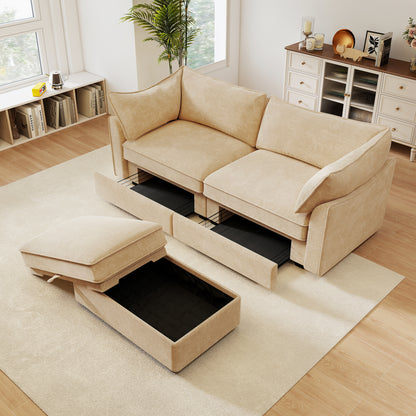 2-Seater Chenille Sofa - Wheat Chenille
